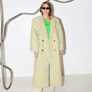 Kkco Cord Moss Coat Longline Wool Blend In Dried Eucalyptus Women Sz M NEW $650